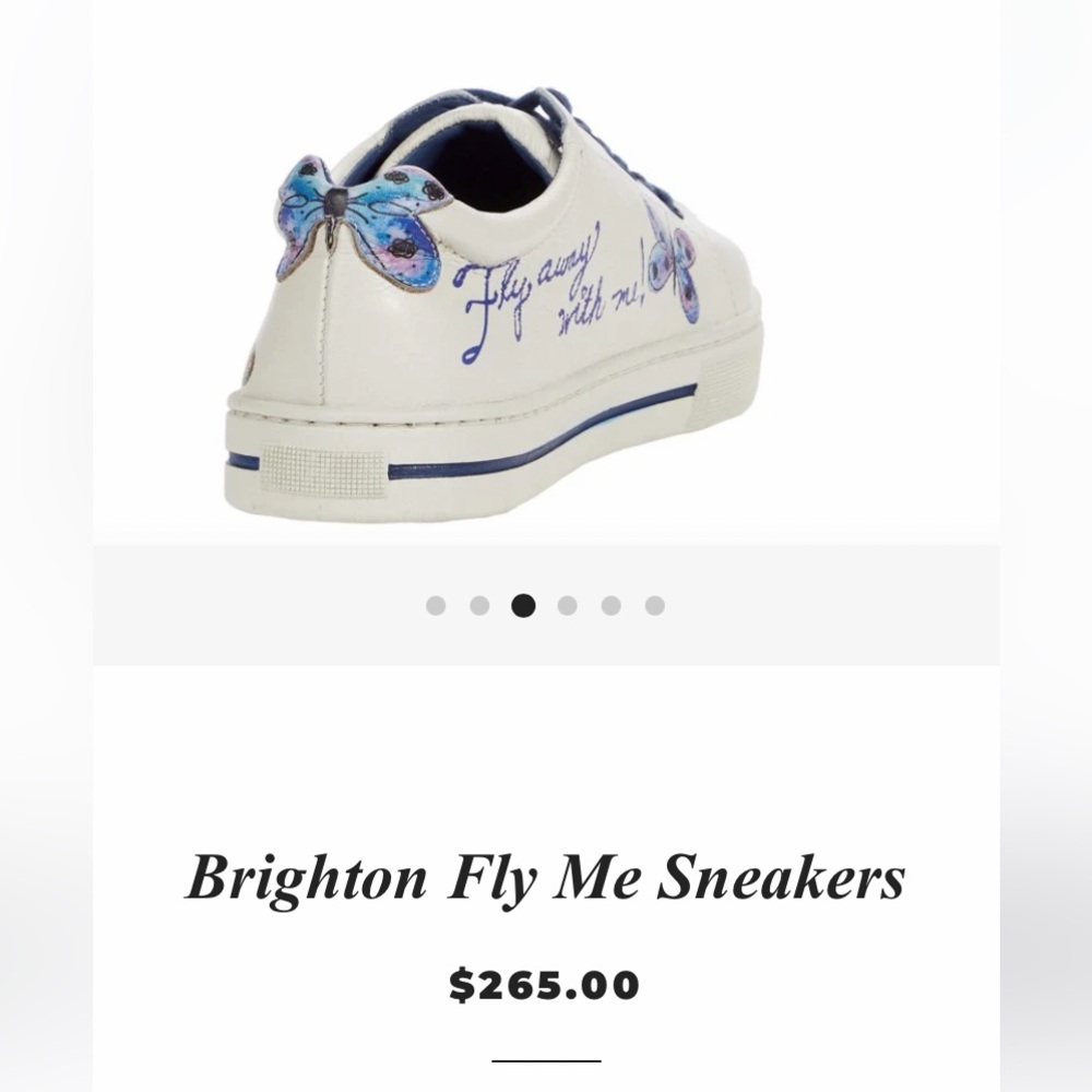 Brighton Leather Fly Me Sneaker with Whimsical Animated Butterfly Print Size 10 - Picture 3 of 16